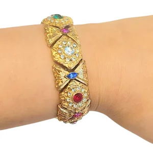 Pulsera vintage de eslabones con diamantes multicolor